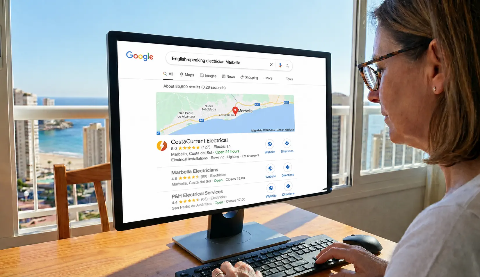 CostaCurrent electrician appearing in a local search for Marbella