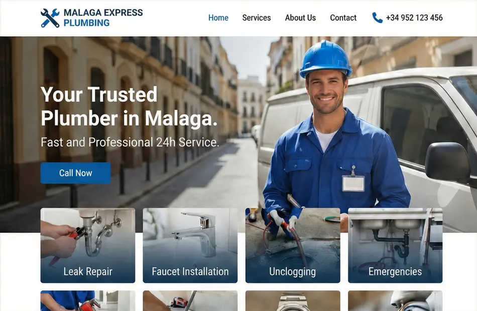 Demo plumber website concept by Simple English Designs