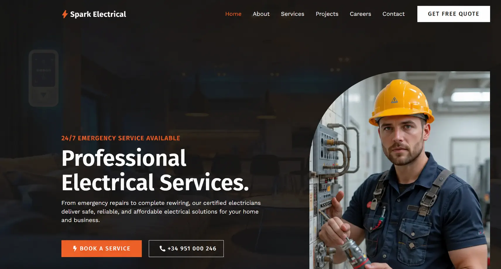 Electrician website design example