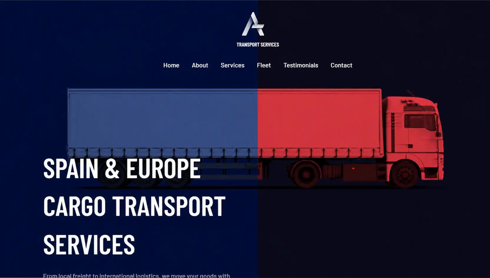 Transport company website design example