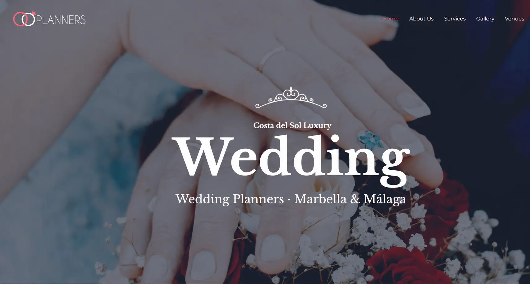 Wedding planner website design example